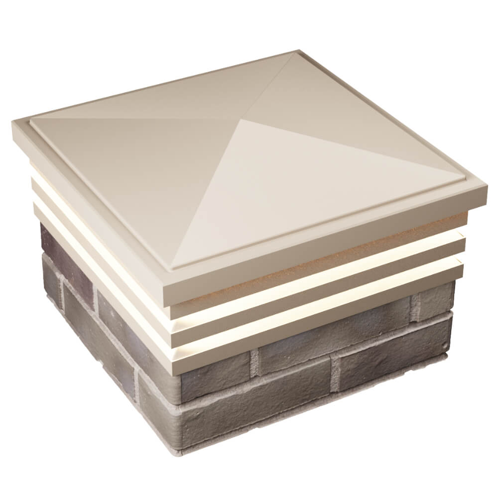 Колпак Zking Бона ХайТек Бежевый на столб 1.5х1.5 кирпича (385х385мм) с подсветкой в Нальчике фото