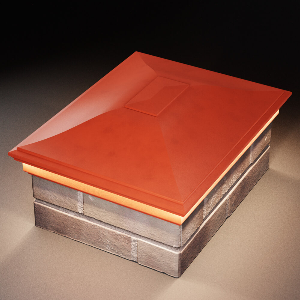 Колпак Zking Монблан Красный на столб 2х1.5 кирпича (515х385мм) c подсветкой в Нальчике фото