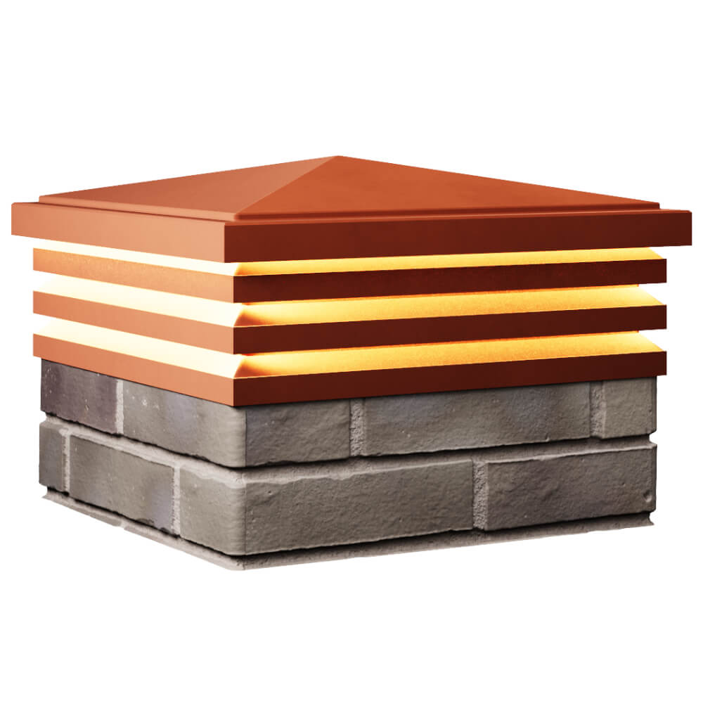 Колпак Zking Бона ХайТек Красный на столб 1.5х1.5 кирпича (385х385мм) с подсветкой в Нальчике фото