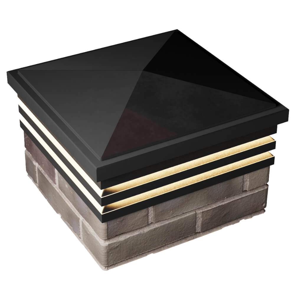 Колпак Zking Бона ХайТек Черный на столб 1.5х1.5 кирпича (385х385мм) с подсветкой в Нальчике фото