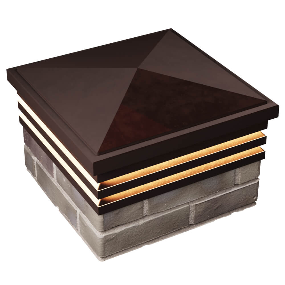 Колпак Zking Бона ХайТек Коричневый на столб 1.5х1.5 кирпича (385х385мм) с подсветкой в Нальчике фото