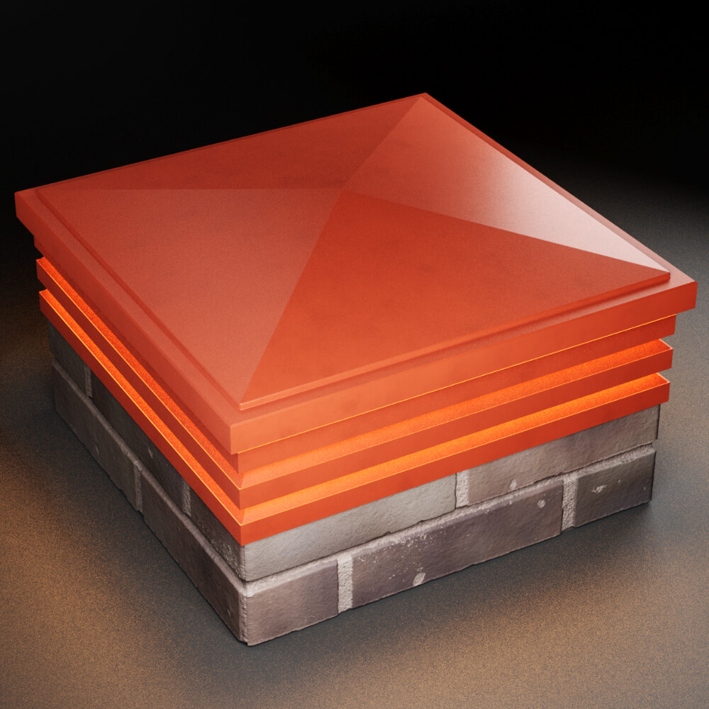 Колпак Zking Бона ХайТек Красный на столб 2х2 кирпича (513х513мм) с подсветкой в Нальчике фото