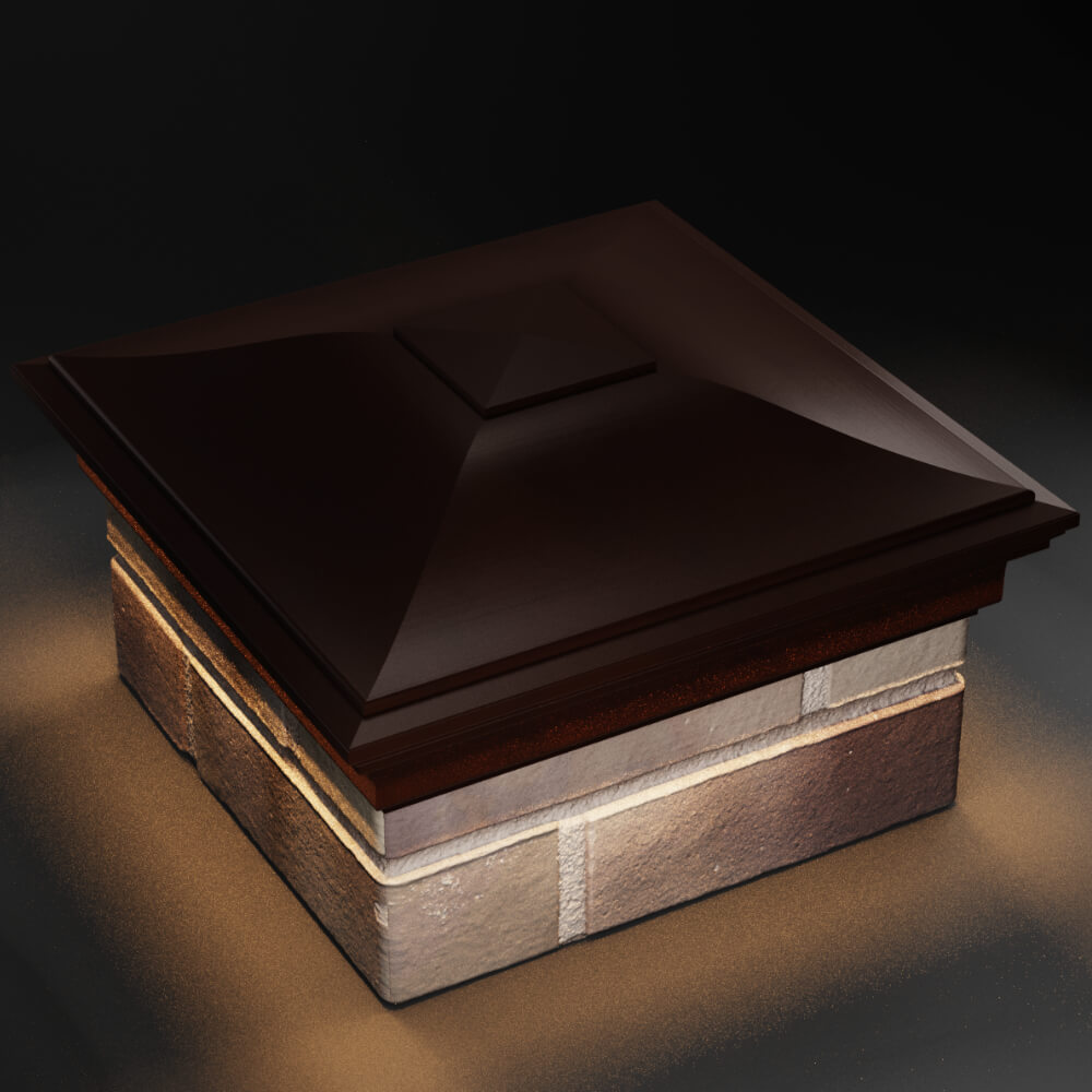 Колпак Zking Монблан Коричневый на столб 1.5х1.5 кирпича (385х385мм) с подсветкой в Нальчике фото