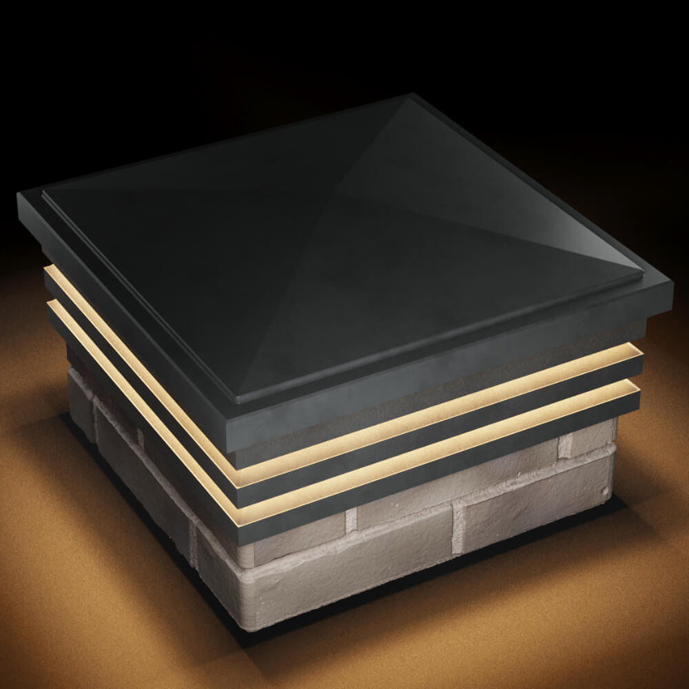 Колпак Zking Бона ХайТек Серый на столб 1.5х1.5 кирпича (385х385мм) с подсветкой в Нальчике фото