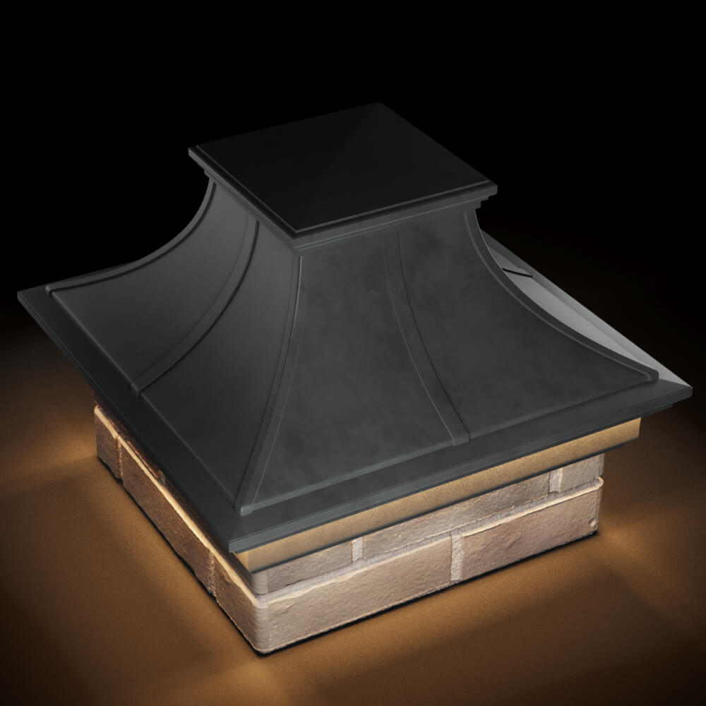 Колпак Zking Монблан Премиум Серый на столб 1.5х1.5 кирпича (385х385мм) с подсветкой в Нальчике фото