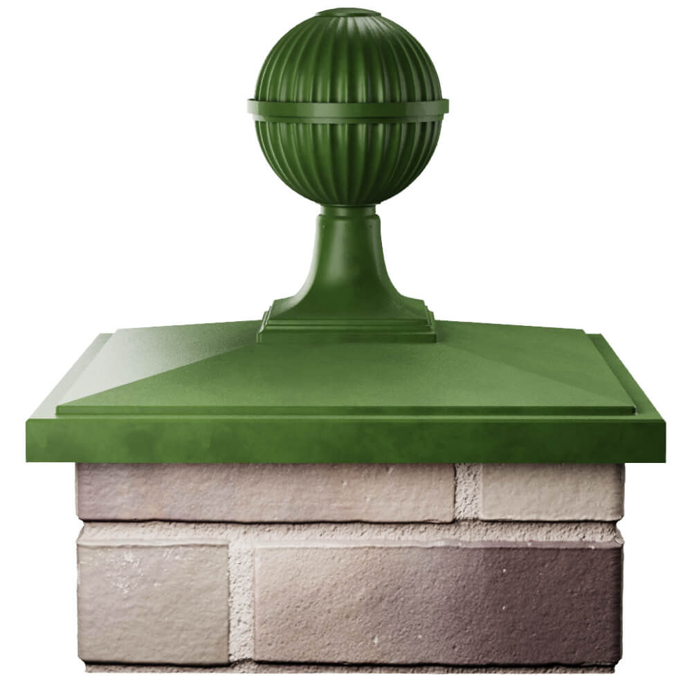 Колпак Zking БонаМоно Зеленый с шаром на столб 1.5х1.5 кирпича (385х385, 400х400мм) в сборе Нальчик фото