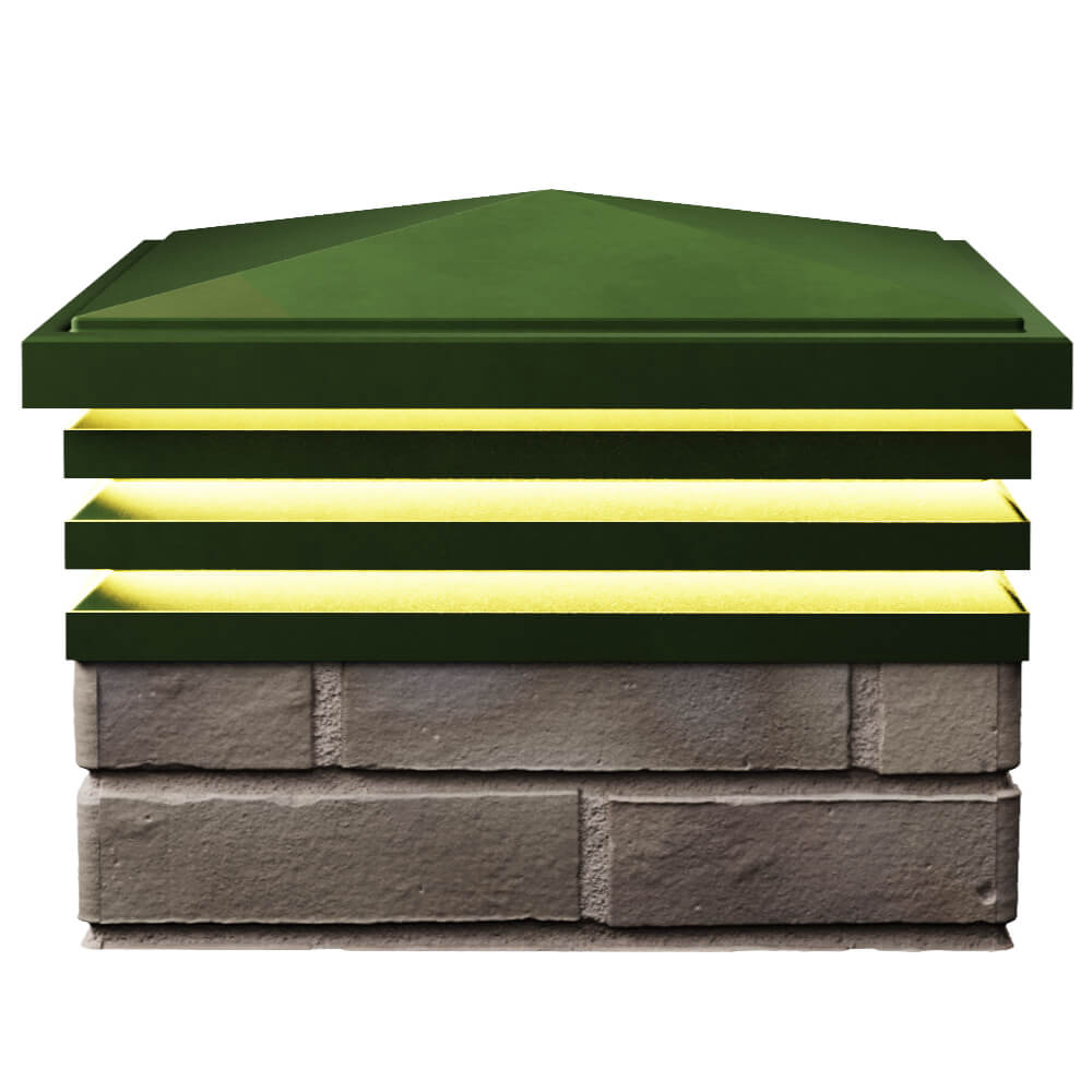 Колпак Zking Бона ХайТек Зеленый на столб 1.5х1.5 кирпича (385х385мм) с подсветкой в Нальчике фото