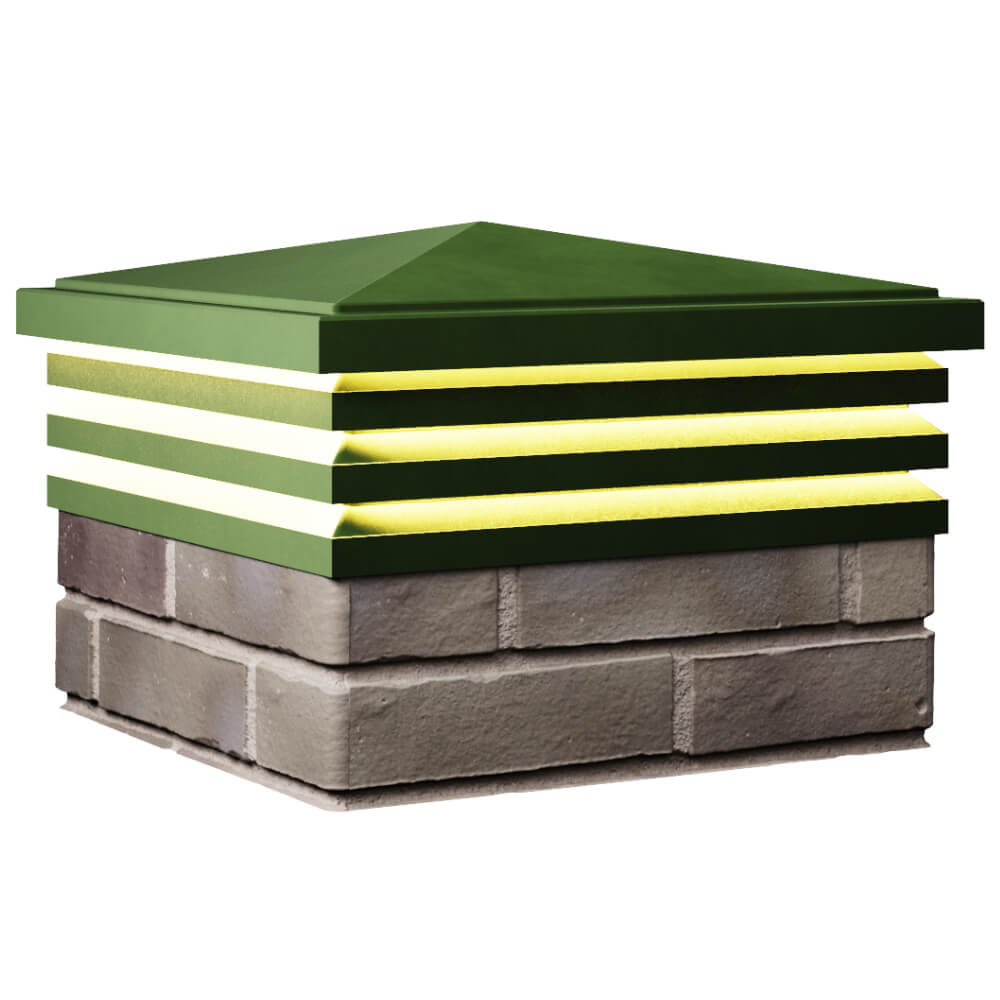 Колпак Zking Бона ХайТек Зеленый на столб 1.5х1.5 кирпича (385х385мм) с подсветкой в Нальчике фото