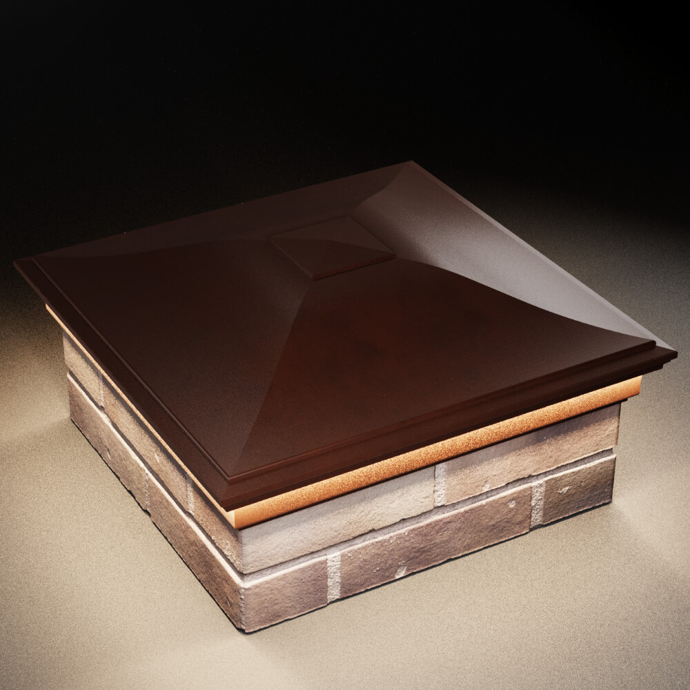 Колпак Zking Монблан Коричневый на столб 2х2 кирпича (515х515мм) c подсветкой в Нальчике фото