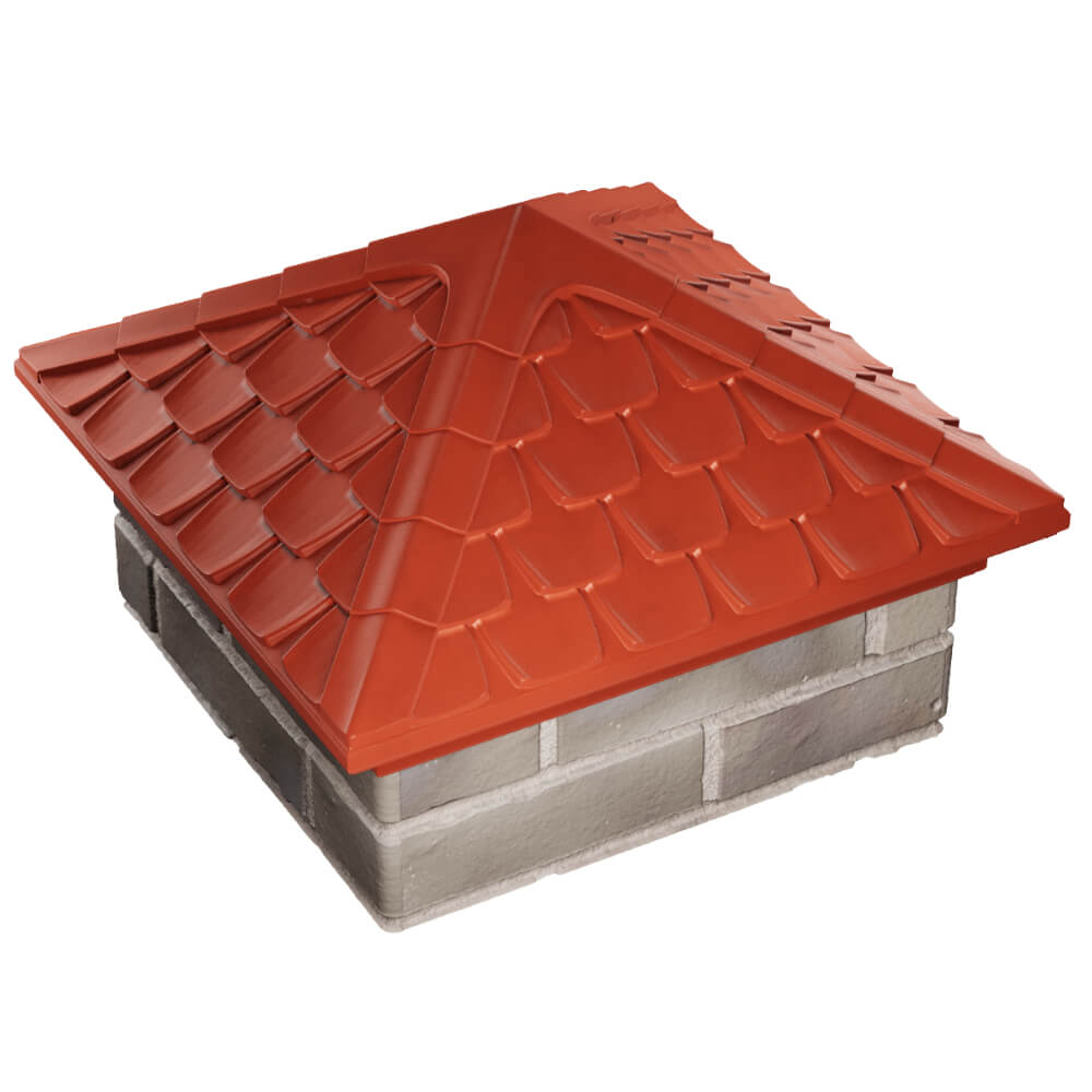 Колпак Zking Эльбрус Красный на столб 1.5х1.5 кирпича (385х385мм) в Нальчике фото