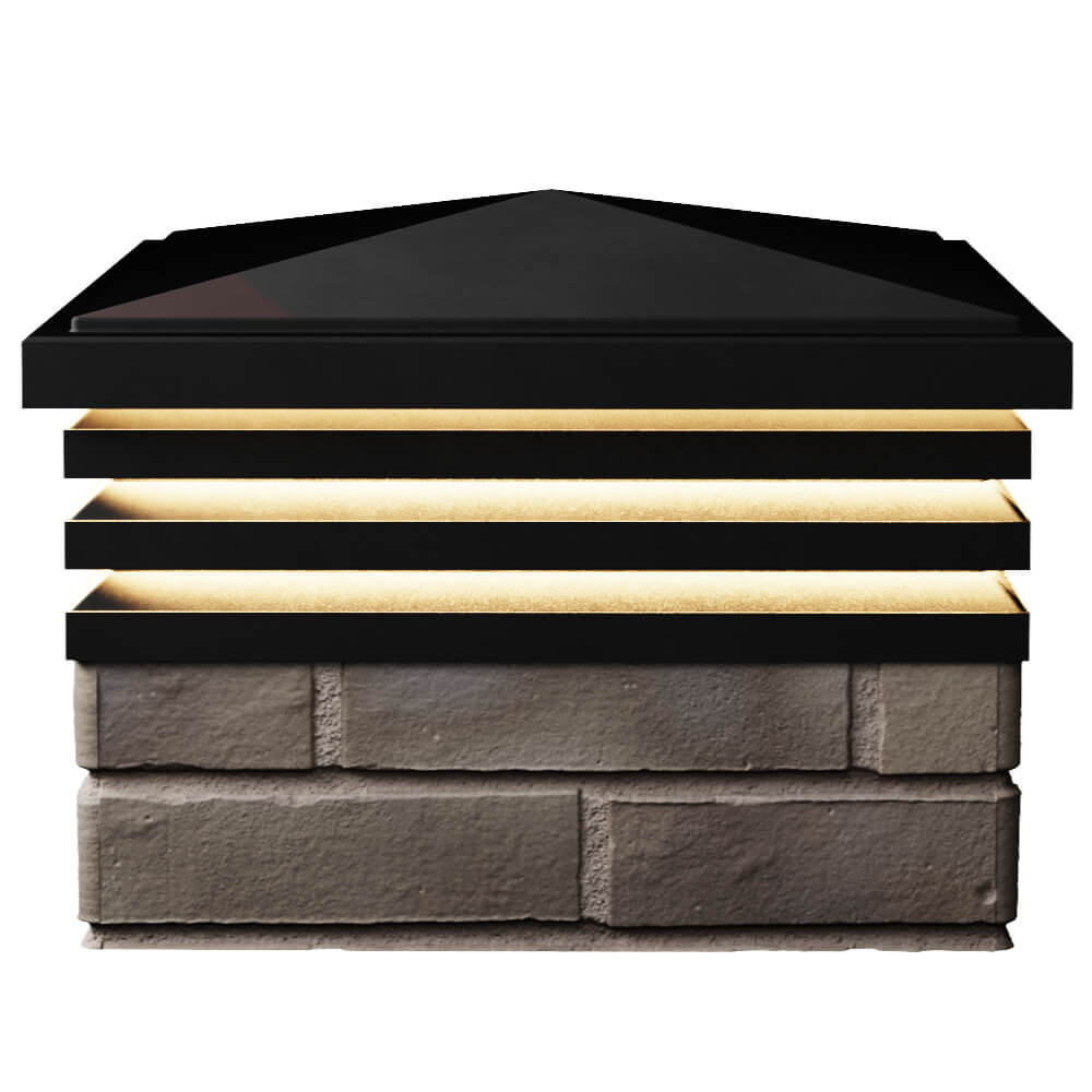 Колпак Zking Бона ХайТек Черный на столб 1.5х1.5 кирпича (385х385мм) с подсветкой в Нальчике фото