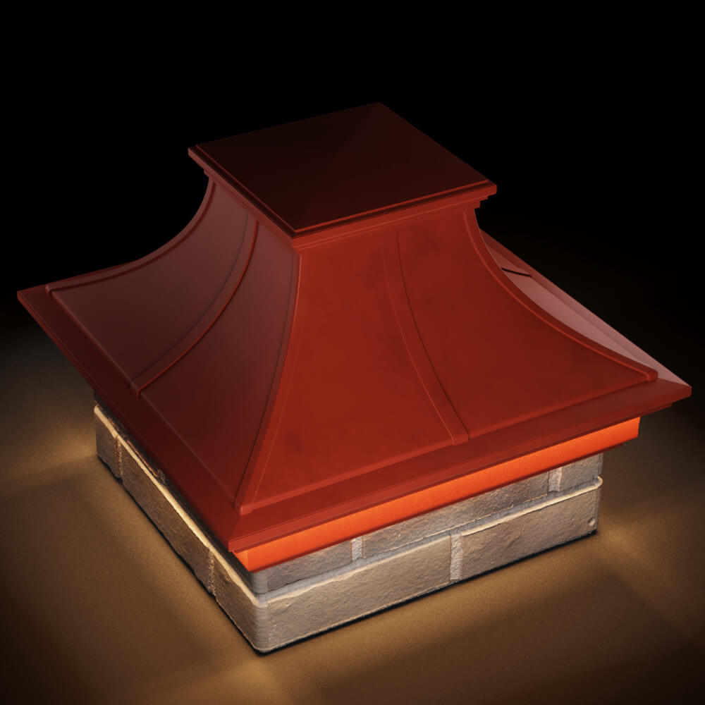 Колпак Zking Монблан Премиум Красный на столб 1.5х1.5 кирпича (385х385мм) с подсветкой в Нальчике фото