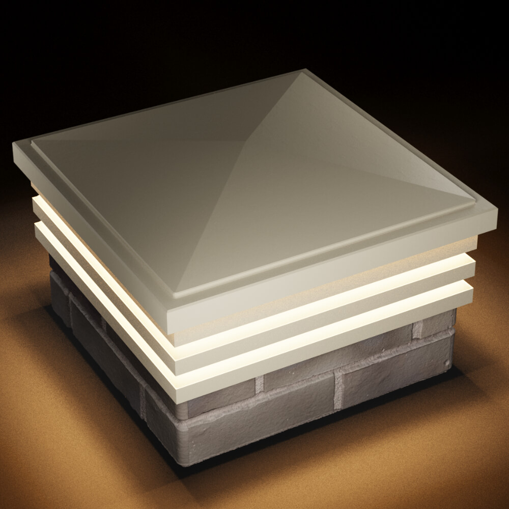 Колпак Zking Бона ХайТек Бежевый на столб 1.5х1.5 кирпича (385х385мм) с подсветкой в Нальчике фото