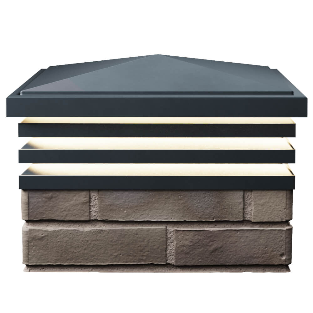 Колпак Zking Бона ХайТек Серый на столб 1.5х1.5 кирпича (385х385мм) с подсветкой в Нальчике фото