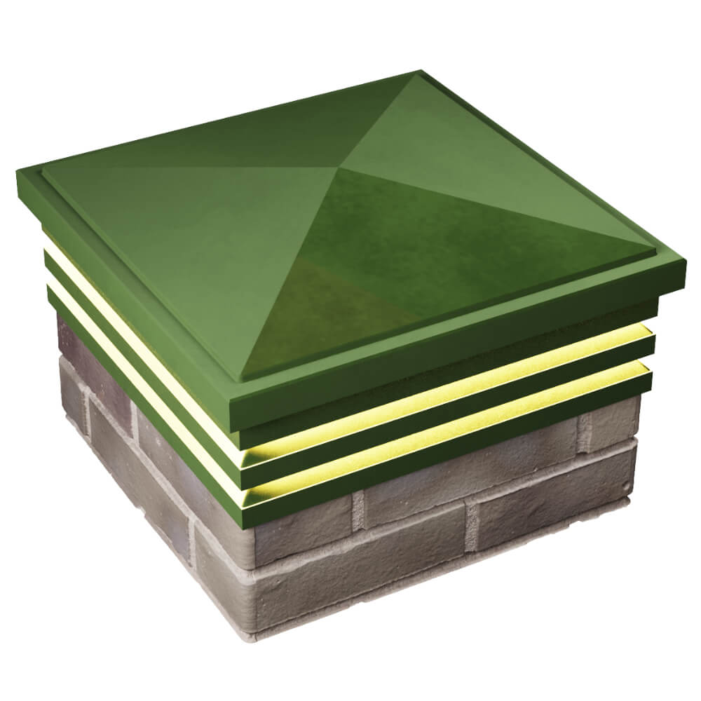 Колпак Zking Бона ХайТек Зеленый на столб 1.5х1.5 кирпича (385х385мм) с подсветкой в Нальчике фото