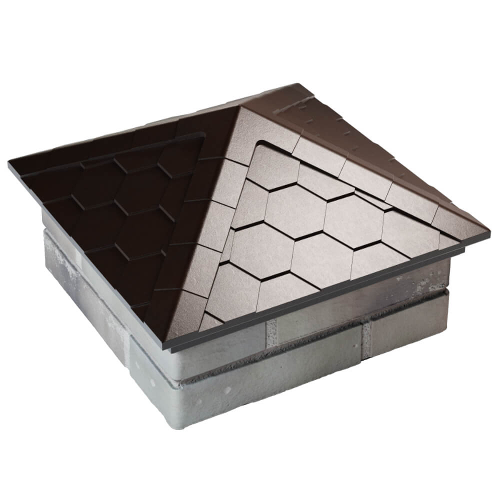 Колпак Zking Эверест Коричневый на столб 1.5х1.5 кирпича (390х390мм) в Нальчике фото