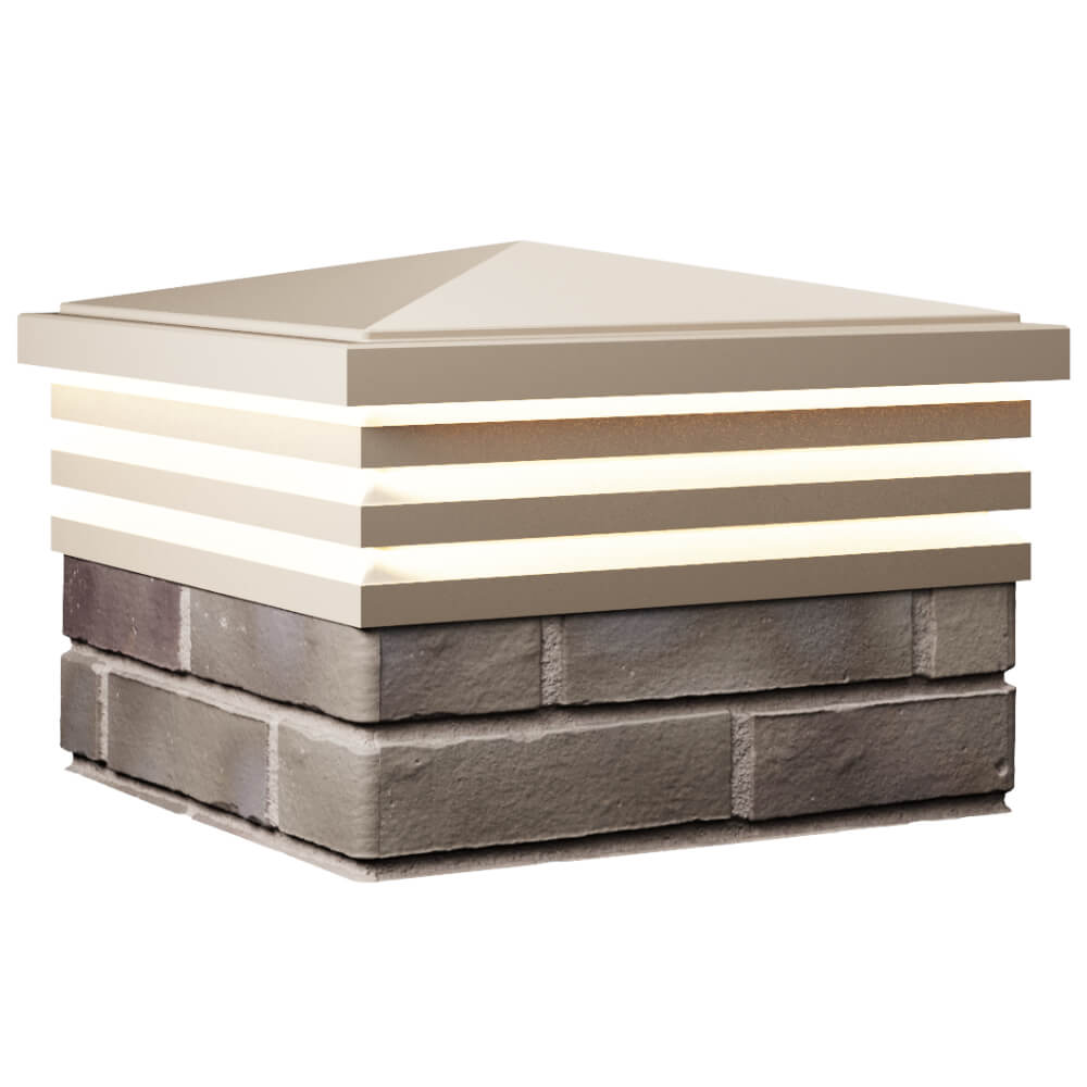 Колпак Zking Бона ХайТек Бежевый на столб 1.5х1.5 кирпича (385х385мм) с подсветкой в Нальчике фото