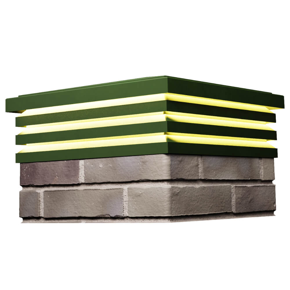 Колпак Zking Бона ХайТек Зеленый на столб 1.5х1.5 кирпича (385х385мм) с подсветкой в Нальчике фото