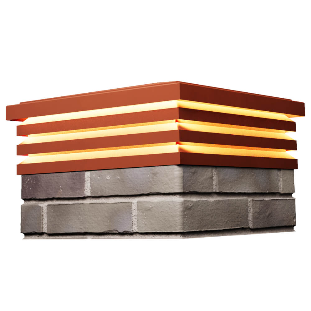 Колпак Zking Бона ХайТек Красный на столб 1.5х1.5 кирпича (385х385мм) с подсветкой в Нальчике фото