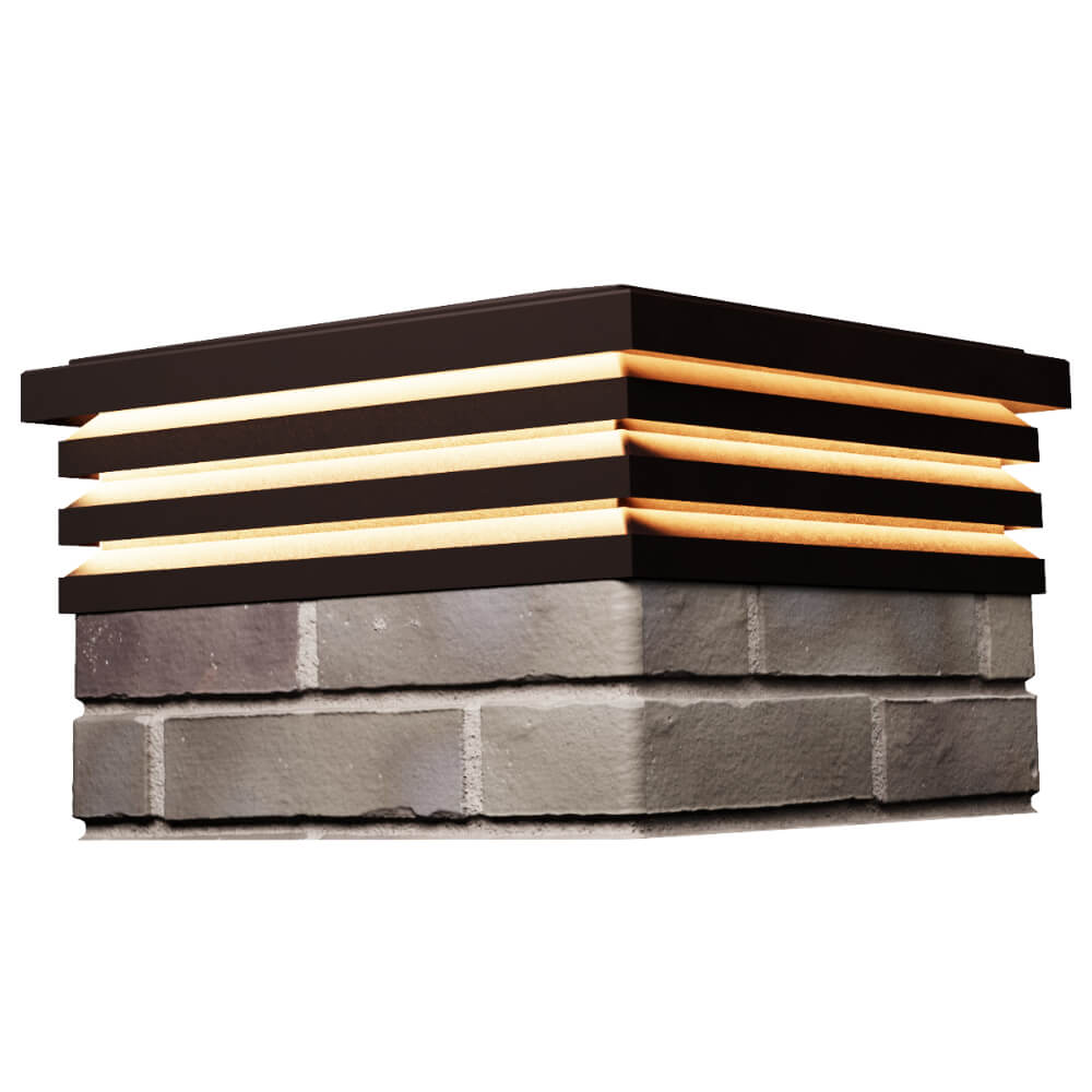 Колпак Zking Бона ХайТек Коричневый на столб 1.5х1.5 кирпича (385х385мм) с подсветкой в Нальчике фото