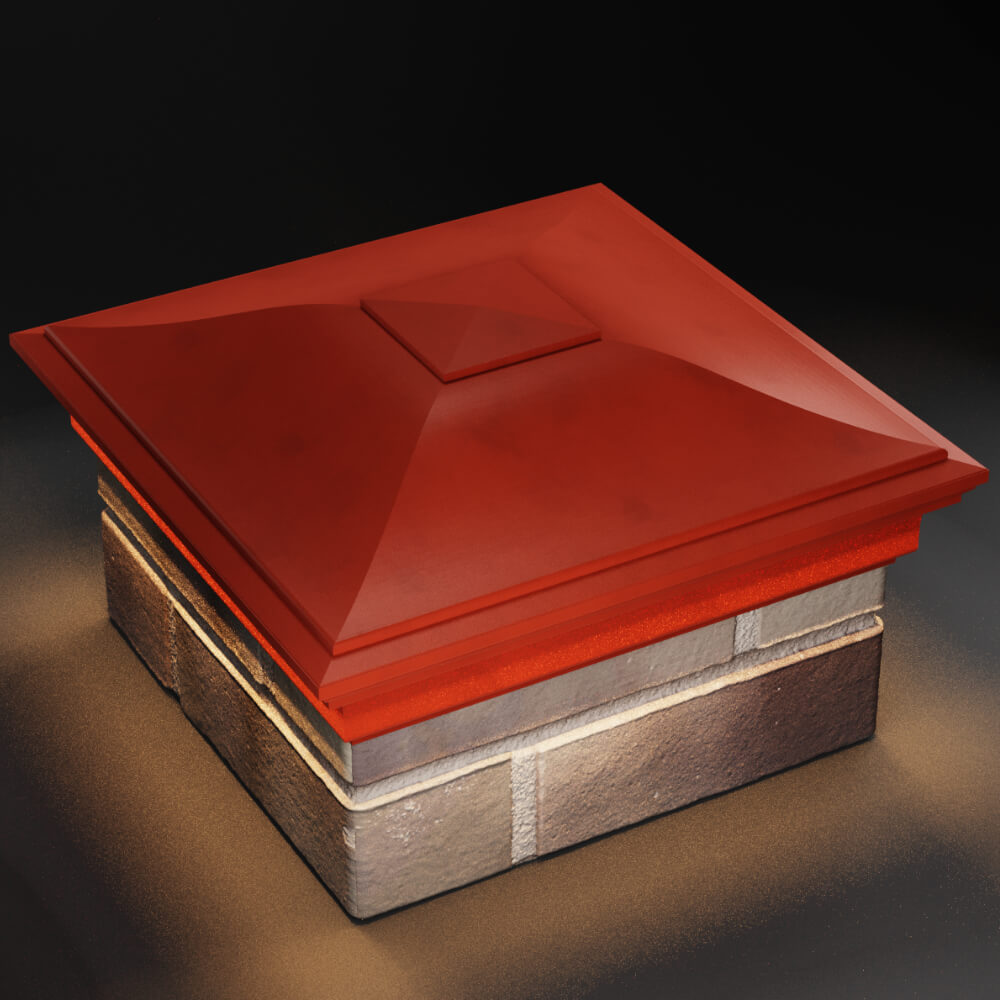 Колпак Zking Монблан Красный на столб 1.5х1.5 кирпича (385х385мм) с подсветкой в Нальчике фото