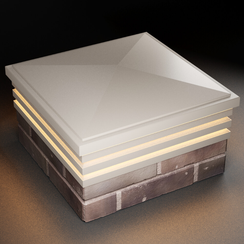 Колпак Zking Бона ХайТек Бежевый на столб 2х2 кирпича (513х513мм) с подсветкой в Нальчике фото