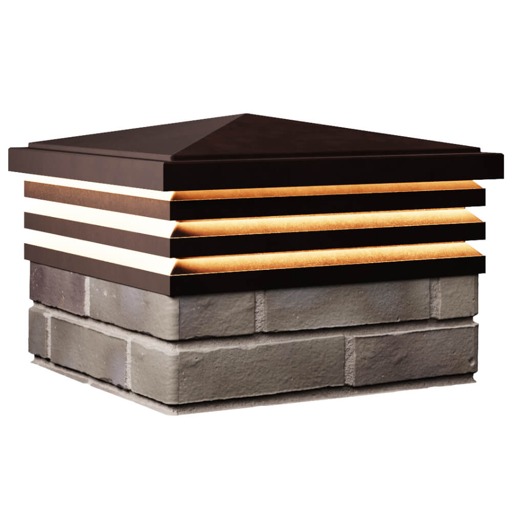 Колпак Zking Бона ХайТек Коричневый на столб 1.5х1.5 кирпича (385х385мм) с подсветкой в Нальчике фото