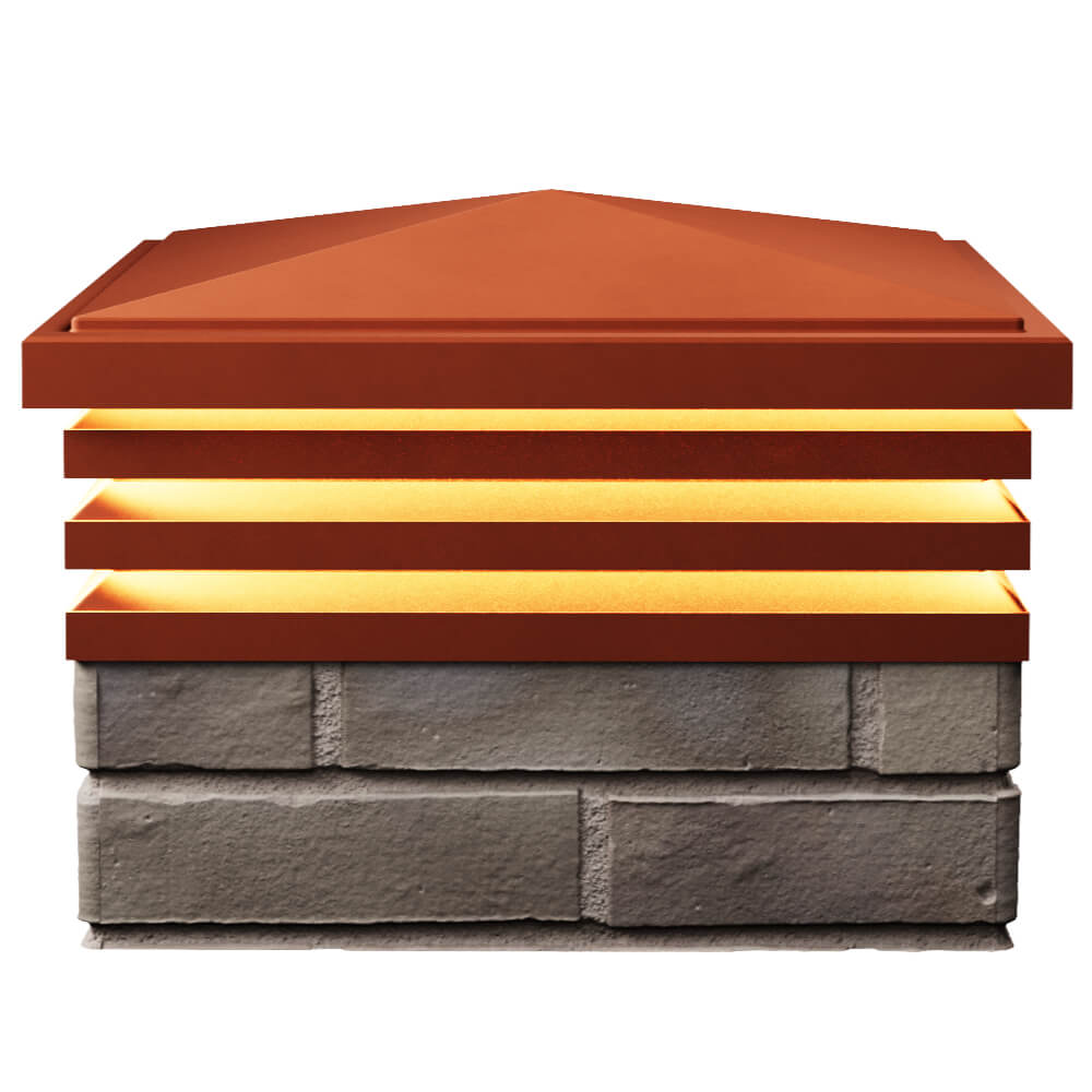 Колпак Zking Бона ХайТек Красный на столб 1.5х1.5 кирпича (385х385мм) с подсветкой в Нальчике фото