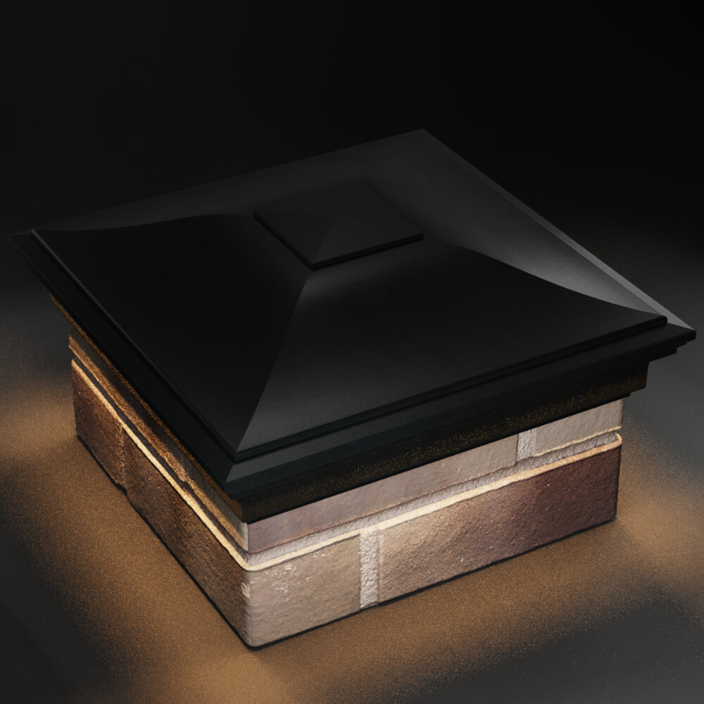 Колпак Zking Монблан Черный на столб 1.5х1.5 кирпича (385х385мм) с подсветкой в Нальчике фото