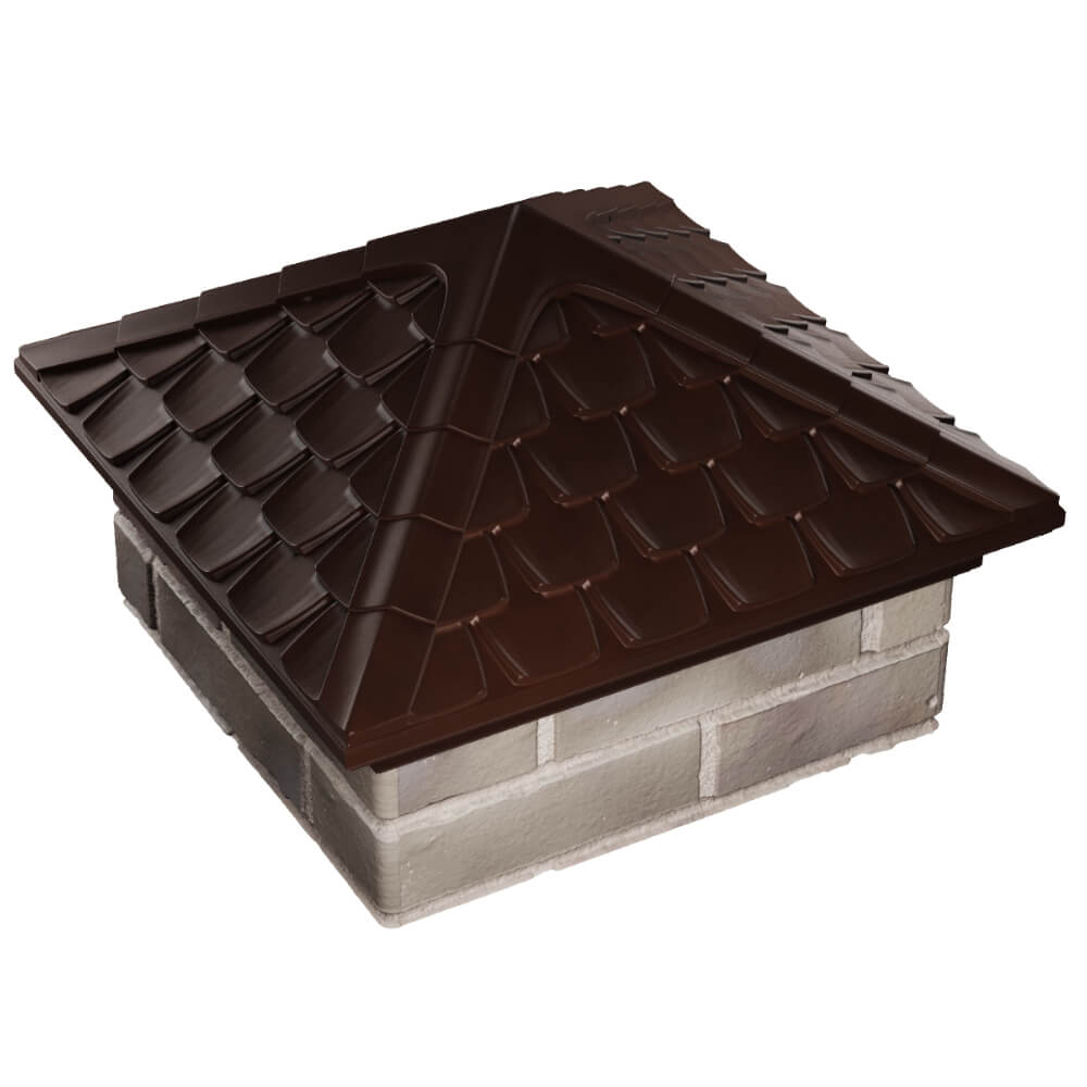 Колпак Zking Эльбрус Коричневый на столб 1.5х1.5 кирпича (385х385мм) в Нальчике фото