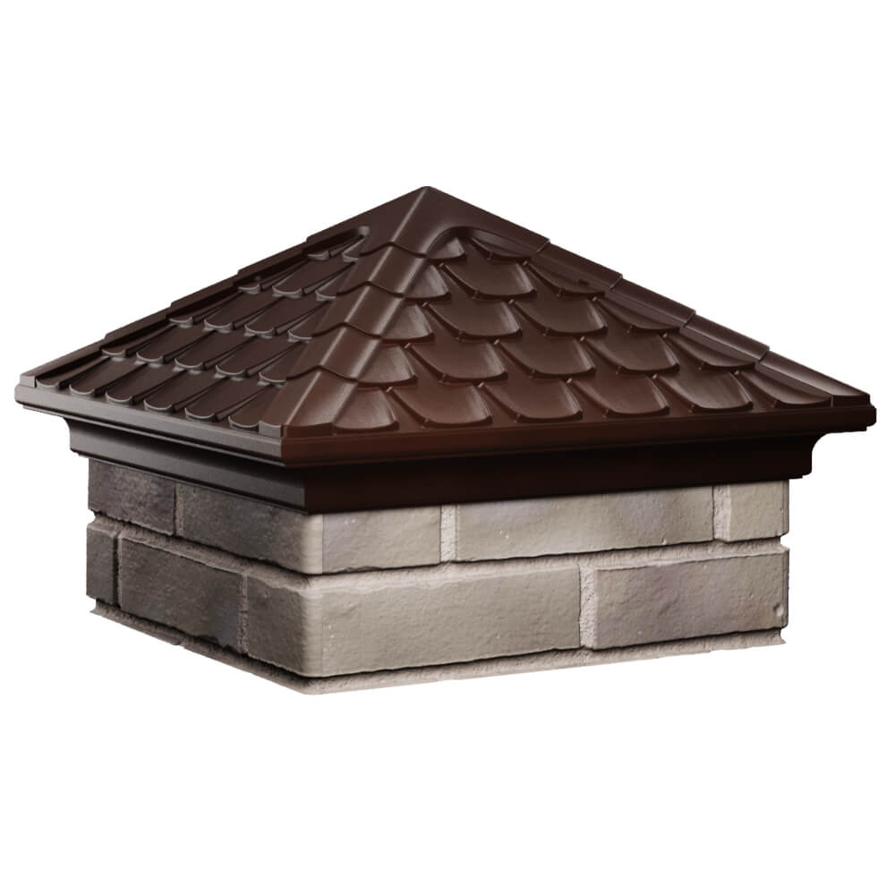 Колпак Zking Эльбрус Коричневый на столб 1.5х1.5 кирпича (385х385мм) в Нальчике фото