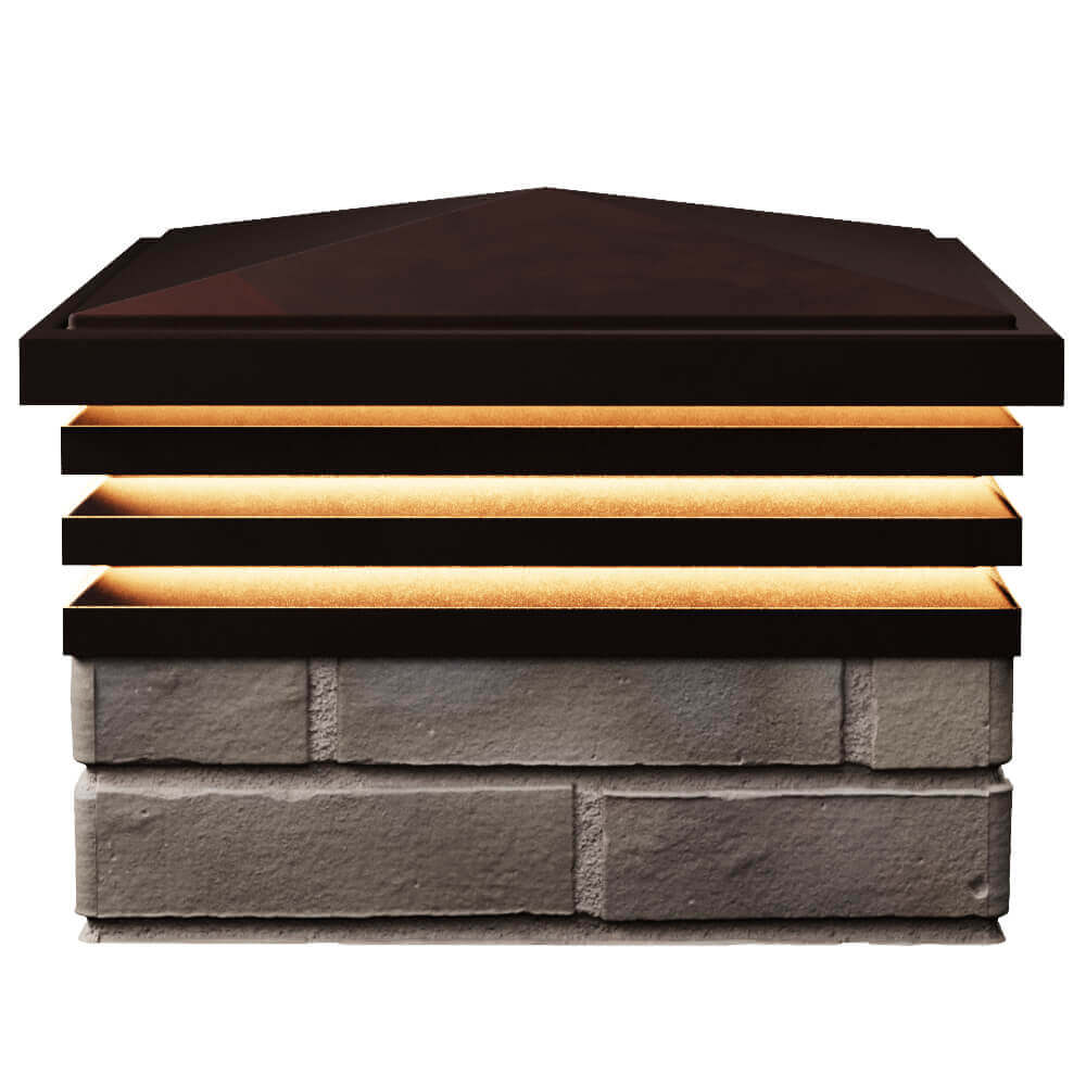 Колпак Zking Бона ХайТек Коричневый на столб 1.5х1.5 кирпича (385х385мм) с подсветкой в Нальчике фото